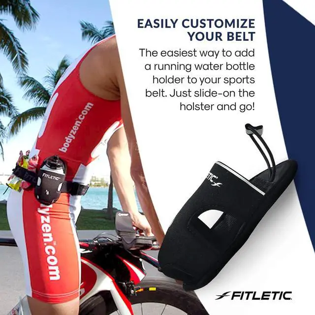 Alt view image 4 of 6 - Fitletic 8-ounce Sport Water Bottle with Holster Attachable to Belts. No-Bite Cap Quick Hydration for Daily Running, Marathon, Triathlon, Ironman Race