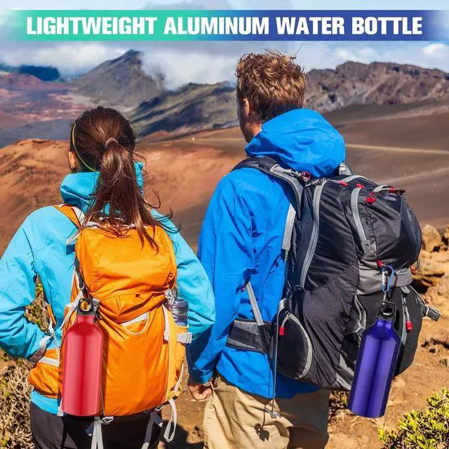 Alt view image 4 of 6 - 10 Pack 20 oz Aluminum Water Bottles Lightweight Reusable Bottles Aluminum Travel Cups with Carabiner Leak Proof Team Water Cups in bulk for Gym Sports Bicycle Camping