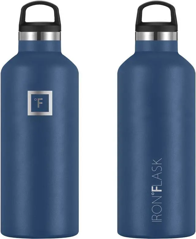 Alt view image 5 of 6 - IRON °FLASK Camping & Hiking Hydration Canteens - 3 Lids (Narrow Straw Lid) Leak Proof Vacuum Insulated Stainless Steel - Hot & Cold Double Walled Sports Water Bottle - Twilight Blue, 32 Oz