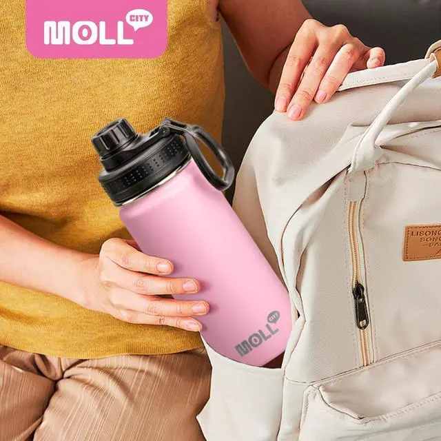 Alt view image 5 of 7 - Kids Insulated Water Bottle-16 oz Stainless Steel Vacuum Wide Mouth Sports Flask with Silicone Boot-Reusable Metal Leak Proof Travel Water Bottle for Girls Boys, BPA-Free(Orange)