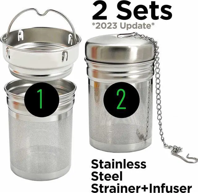 Alt view image 6 of 7 - 32oz Borosilicate Glass Water Bottle with Bamboo Lid and 2 Tea Infuser Sets for Fruit Infused Water and Cold Brew Coffee - Glass Tea Infuser Bottle with Strainer for Loose Leaf Tea