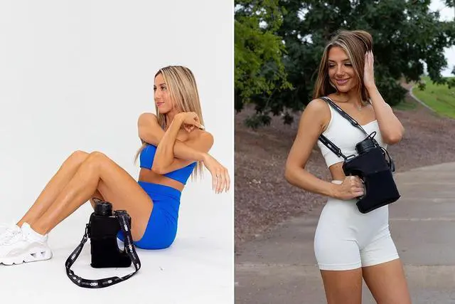 Alt view image 5 of 7 - H2O Capsule Half Gallon Cube Square Water Bottle value pack - 2.2L Water Bottle with Strap, 2 Storage Sleeves, Straw Lid  BPA Free Reusable Sports Water Jug with Handle, (68 Ounce)