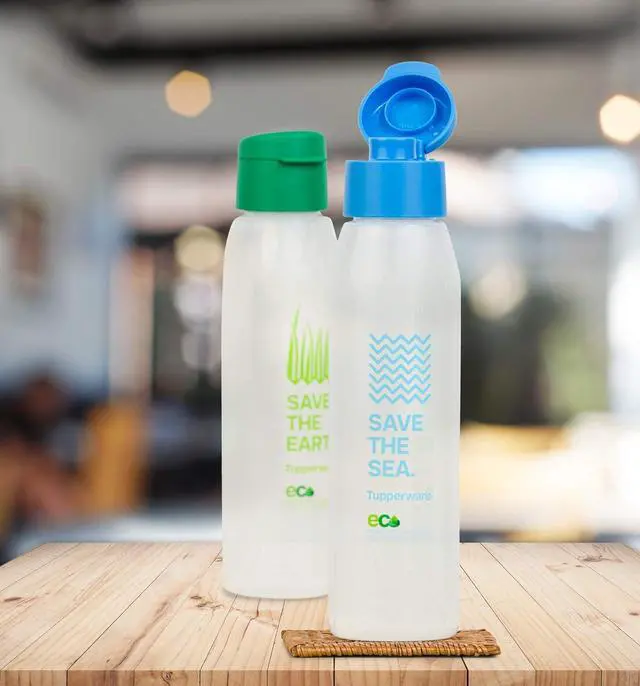 Alt view image 3 of 6 - Tupperware Round 500ml Fliptop Bottle Cool n Chic, Save Earth Save Sea 2pc