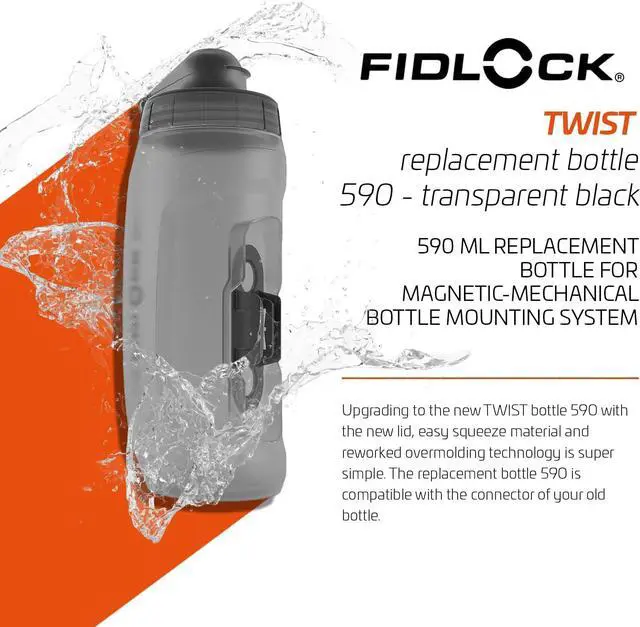 Alt view image 2 of 7 - FIDLOCK Twist Replacement Bottle 590ml/20oz | Includes Twist Bottle Only (Twist Base Not Included) | Smoke