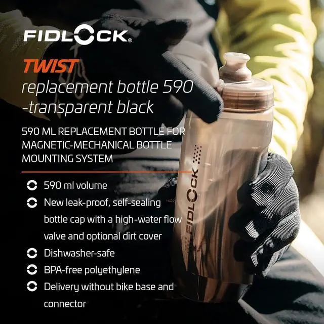 Alt view image 3 of 7 - FIDLOCK Twist Replacement Bottle 590ml/20oz | Includes Twist Bottle Only (Twist Base Not Included) | Smoke
