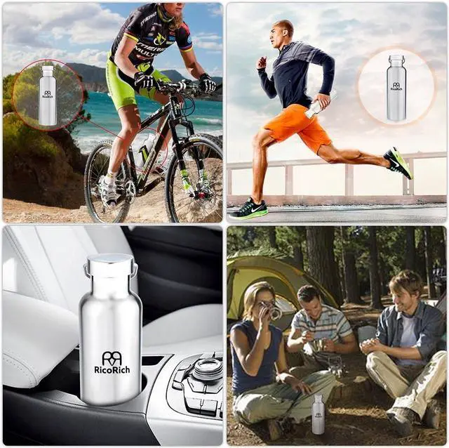 Alt view image 7 of 7 - RicoRich Double Walled Vacuum Insulated Stainless Steel Sports Water Bottles,Travel Hydration Thermoses Bottle,BPA Free,26oz(750ml)(Silver)