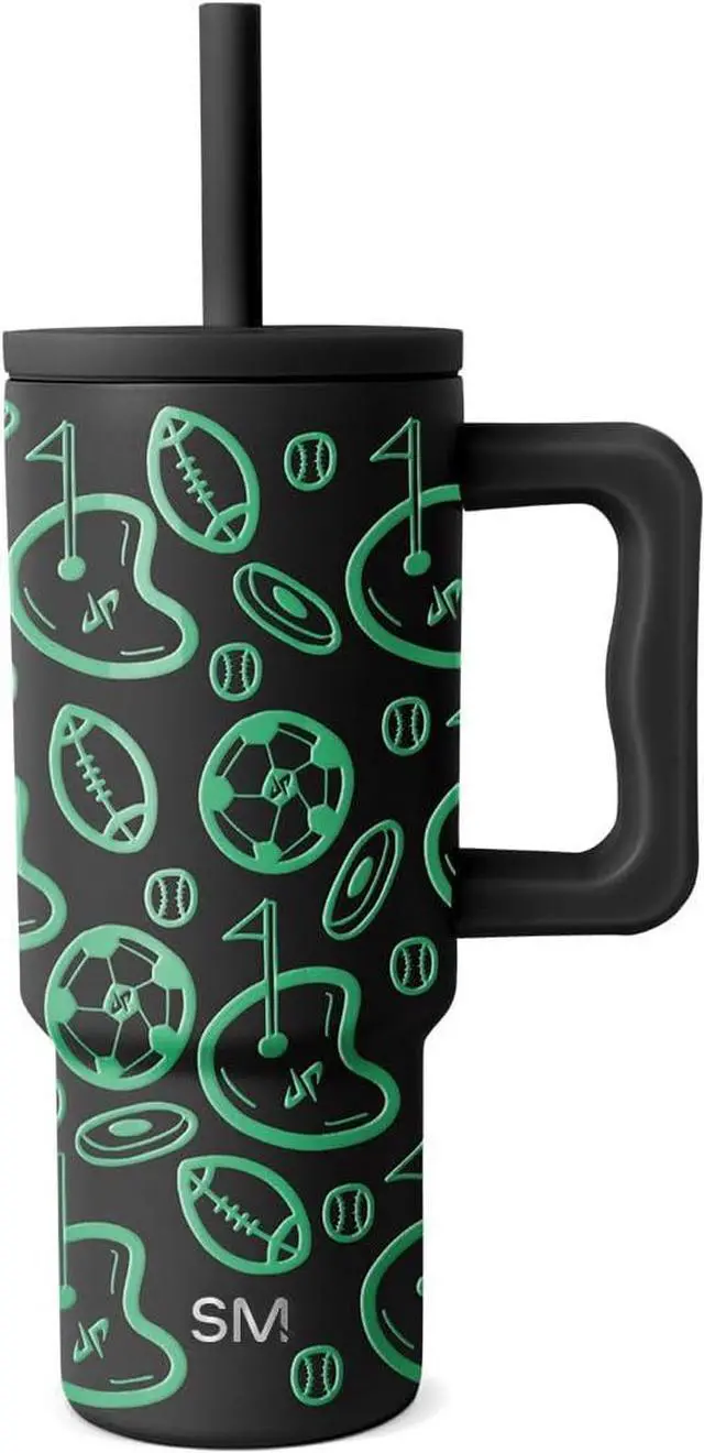 Main image of Simple Modern Dude Perfect Kids 24 oz Tumbler with Handle and Silicone Straw Lid | Spill Proof and Leak Resistant | Reusable Stainless Steel Bottle | Gift for Kids | Trek Collection | Neon Sports