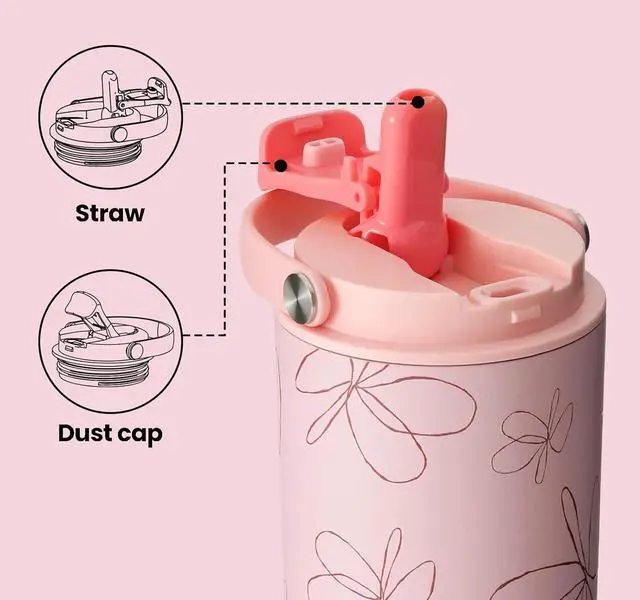 Alt view image 4 of 7 - BOTTLE BOTTLE Insulated Water Bottle with Straw and Handle Stainless Steel Water Bottles for Car Sports Home Office and School 26oz Leak Proof