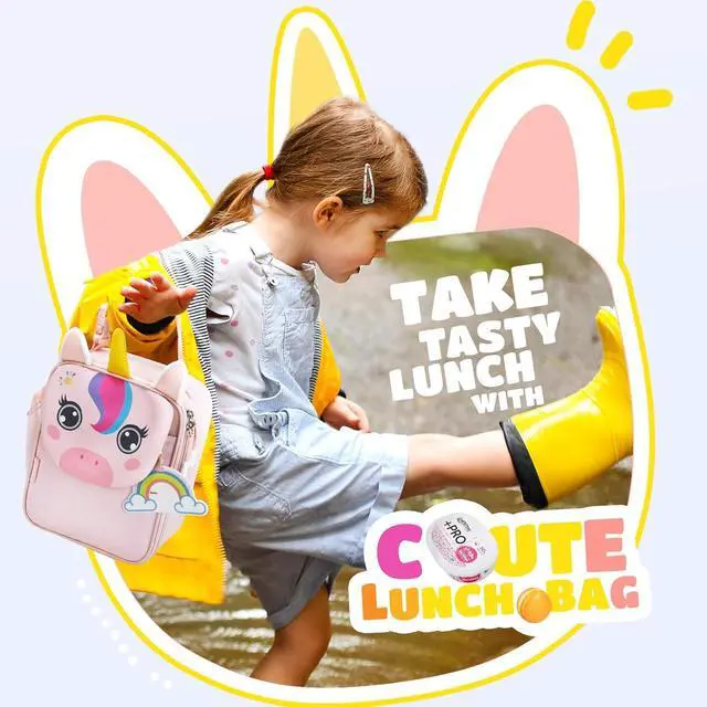 Alt view image 2 of 7 - TOURIT Kids Lunch Box Insulated Lunch Bag for Kids with Water Bottle Holder, Water-resistant Lightweight Lunch Tote Bag for Boys Girls to School, Picnics,Unicorn