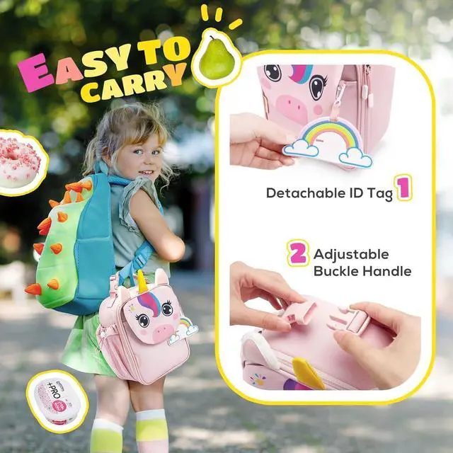 Alt view image 5 of 7 - TOURIT Kids Lunch Box Insulated Lunch Bag for Kids with Water Bottle Holder, Water-resistant Lightweight Lunch Tote Bag for Boys Girls to School, Picnics,Unicorn