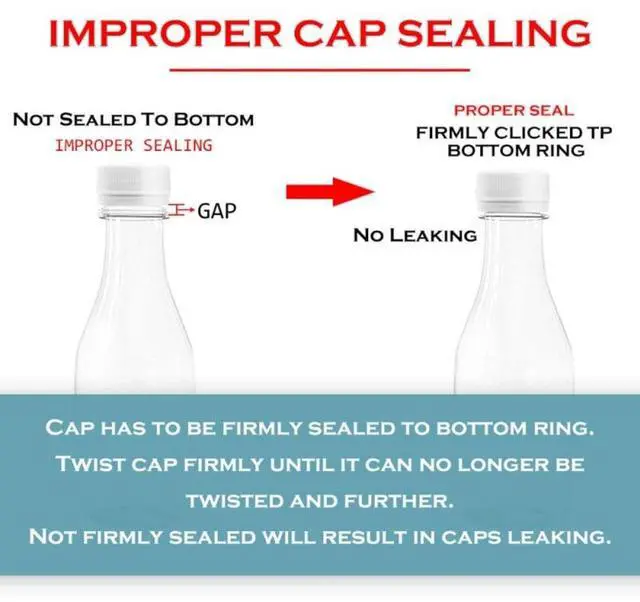 Alt view image 4 of 6 - Holotap 30 Pack Empty PET Plastic Juice Bottles 14 OZ Clear Disposable Bulk Drink Bottles with Black Tamper Evident Caps Lids (14 OZ, Black)