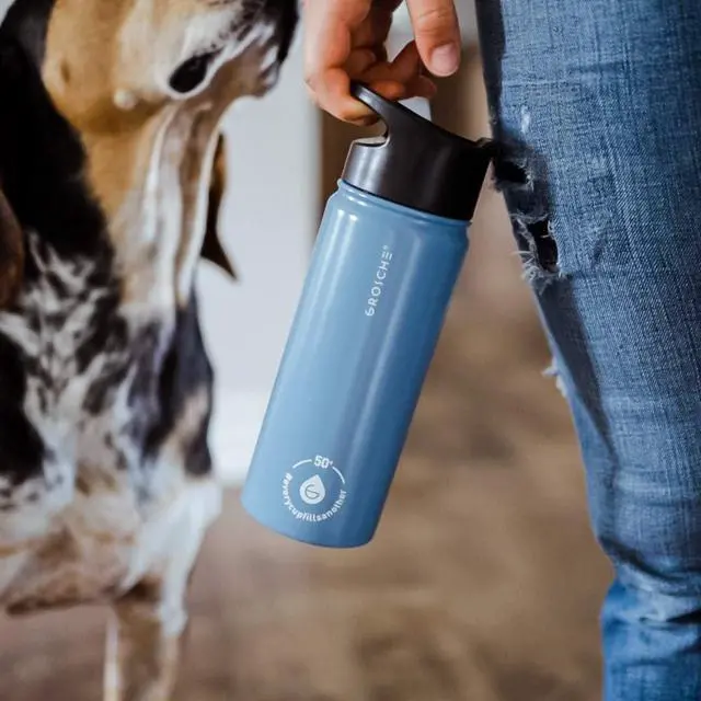 Alt view image 5 of 7 - GROSCHE Chicago Stainless Steel Tea Infuser Flask | Beverage Bottle | Hot & Cold Drinks | Loose Leaf Tea Infuser | Travel Convenience Water Bottle | 16 fl oz, Blue