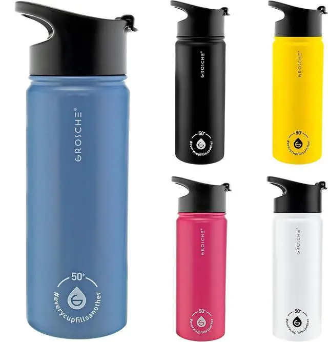 Alt view image 4 of 7 - GROSCHE Chicago Stainless Steel Tea Infuser Flask | Beverage Bottle | Hot & Cold Drinks | Loose Leaf Tea Infuser | Travel Convenience Water Bottle | 16 fl oz, Blue