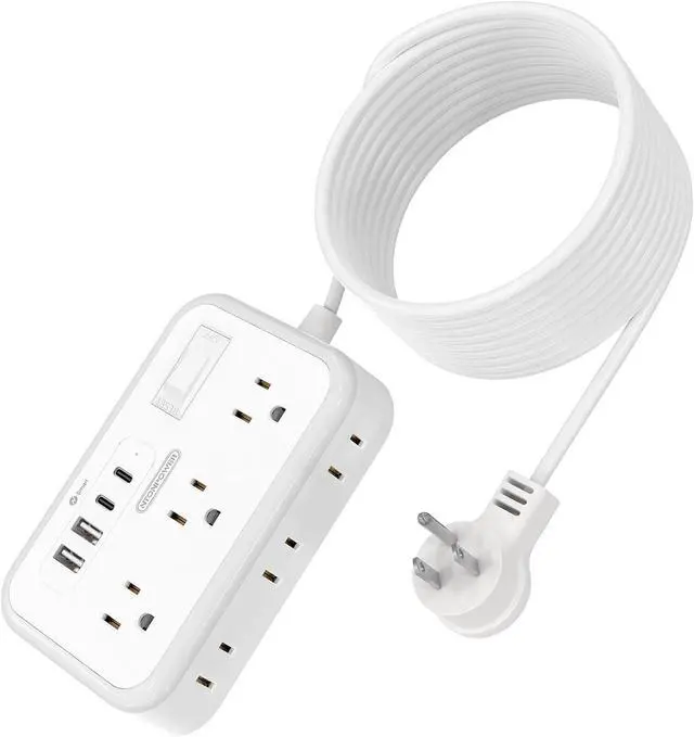 Main image of Extension Cord 15 ft, Surge Protector Power Strip with 6 Widely Outlets 4 USB Ports, Flat Plug, Wall Mount Outlet Extender, 1080 Joules, Multiple Outlets for Indoor Home Office, Dorm Room Essentials