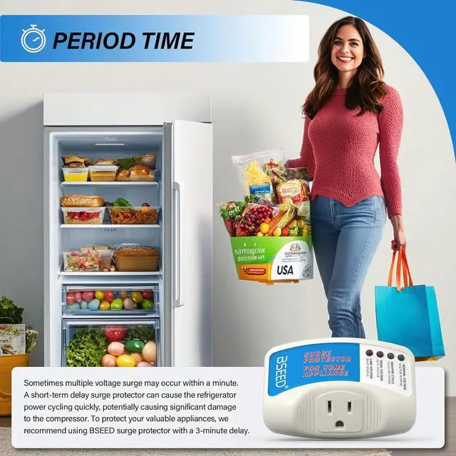 Alt view image 4 of 7 - BSEED Surge Protector for Refrigerator, Single Outlet Surge Protector Plug in for Home Appliance Multi Function Plug with Protection Wall Mount Power Suppressor for TV/PC/PS5, 15A, 125V, 1875W, 1 Pack