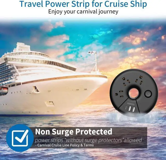 Alt view image 5 of 7 - i Donut Travel Power Strip, NTONPOWER Portable Desktop Charging Station 3 USB Without Surge Protector Short Extension Cord 3.28ft Compact for Home, Office, Cruise Ships, Business Trip, Hotels, Black