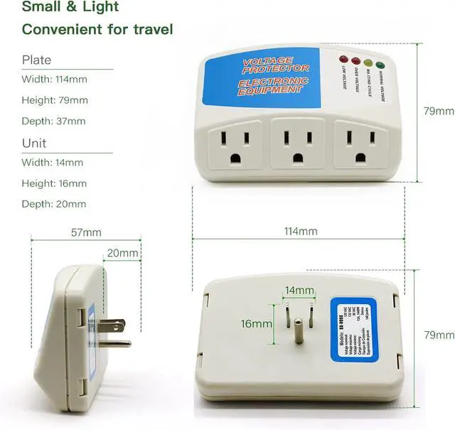 Alt view image 6 of 7 - BSEED Surge Protector Power Strip for Home Appliance, 3 Outlet Power Surge Protector, Voltage Protector Brownout Surge Refrigerator 1875W, 120V, 15A, 1 Pack