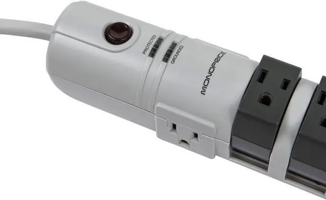 Alt view image 4 of 6 - Monoprice 8 Outlet Rotating Surge Strip - UL Rated 2,160 Joules with Grounded and Protected Light Indicator, Gray