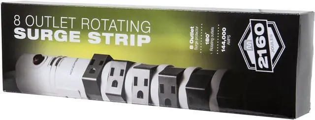 Alt view image 6 of 6 - Monoprice 8 Outlet Rotating Surge Strip - UL Rated 2,160 Joules with Grounded and Protected Light Indicator, Gray