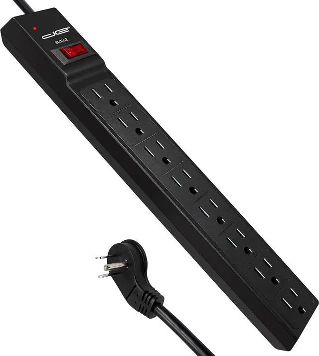 Main image of Digital Energy 25 FT 8 Outlet Surge Protector Power Strip - 15 AMP, 1875 W, 125 V, 350 J Surge Protection, ETL Listed - Flat Plug, Black