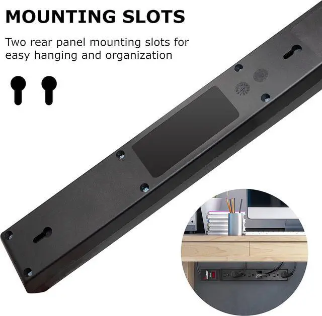 Alt view image 4 of 6 - Digital Energy 25 FT 8 Outlet Surge Protector Power Strip - 15 AMP, 1875 W, 125 V, 350 J Surge Protection, ETL Listed - Flat Plug, Black