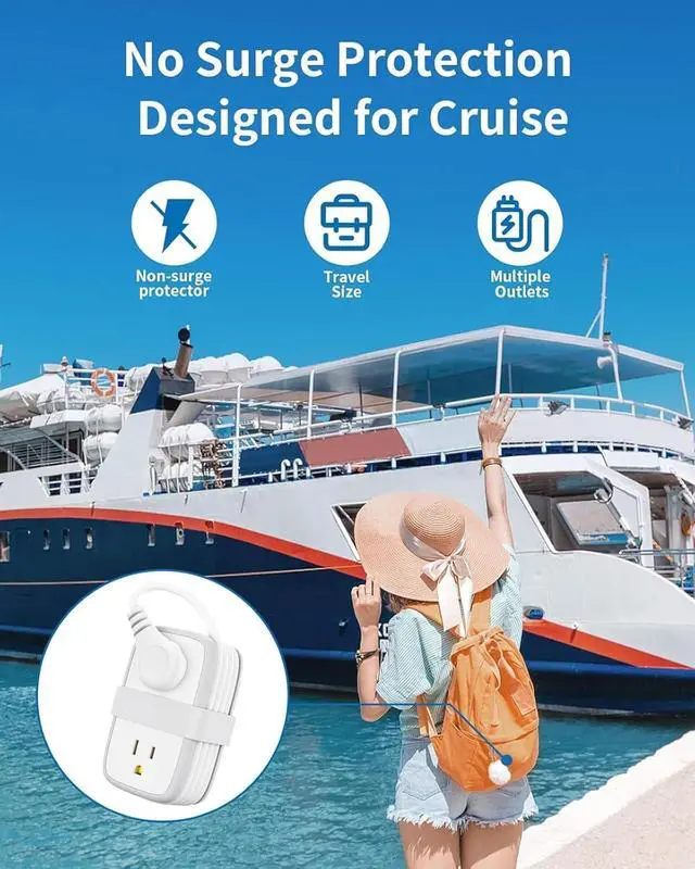 Alt view image 4 of 7 - Travel Power Strip with USB Ports, NTONPOWER Travel Essentials 4 Outlets 3 USB with 4FT Wrapped Extension Cord Flat Plug, Cruise Essentials 2025 for Hotel Travel Cruise Essentials, White