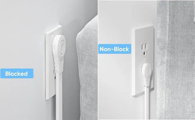 Alt view image 7 of 7 - Power Strip Surge Protector, Olcorife Ultra Thin Flat Plug Extension Cord 5ft, 6 Outlets 3 USB Ports(1 USB C), 3 Sided Outlet Extender for Home Office Travel Dorm Room Essentials, White