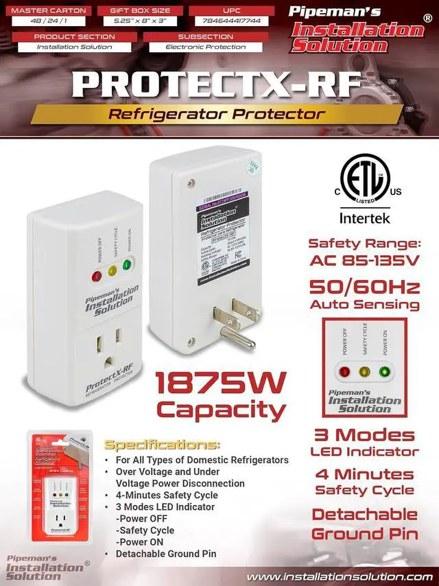 Alt view image 2 of 6 - 2 Pack Pipeman's Installation Solution Surge Voltage Protector 1800 Watts, White