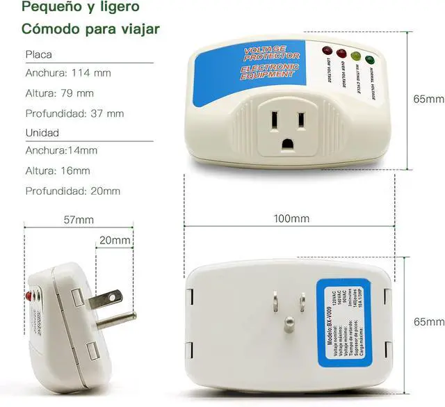 Alt view image 6 of 7 - BSEED Surge Protector Home Appliance,Single Outlet Power Voltage Protector,Voltage Brownout Outlet Surge Refrigerator 1440 Watts,Voltage Brownout Plug Outlet, 1875W, 120V, 15A(1 Pack)