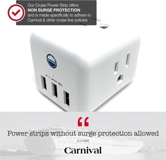 Alt view image 7 of 7 - Cruise Approved Power Strip Non Surge Protector for Cruise Ship Multi Plug, 6 Outlets, 3 USB & 3 AC Outlet for Carnival, Celebrity, Princess, Norwegian & Major Lines in 2025 & 2026
