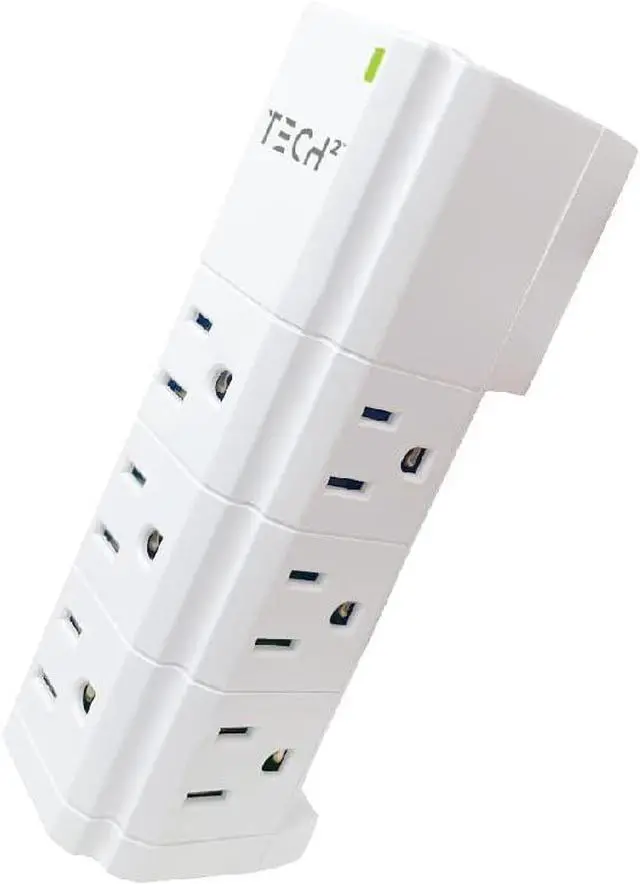 Main image of Multi Plug Wall Outlet Surge Protector with USB Ports - 9 Outlet Extender with 2 USB-A Ports - Power Strip with Adapter Spaced Outlets for Home, Travel, Office (White) 1 Pack