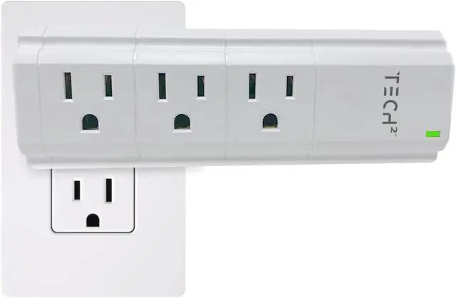 Alt view image 5 of 7 - Multi Plug Wall Outlet Surge Protector with USB Ports - 9 Outlet Extender with 2 USB-A Ports - Power Strip with Adapter Spaced Outlets for Home, Travel, Office (White) 1 Pack