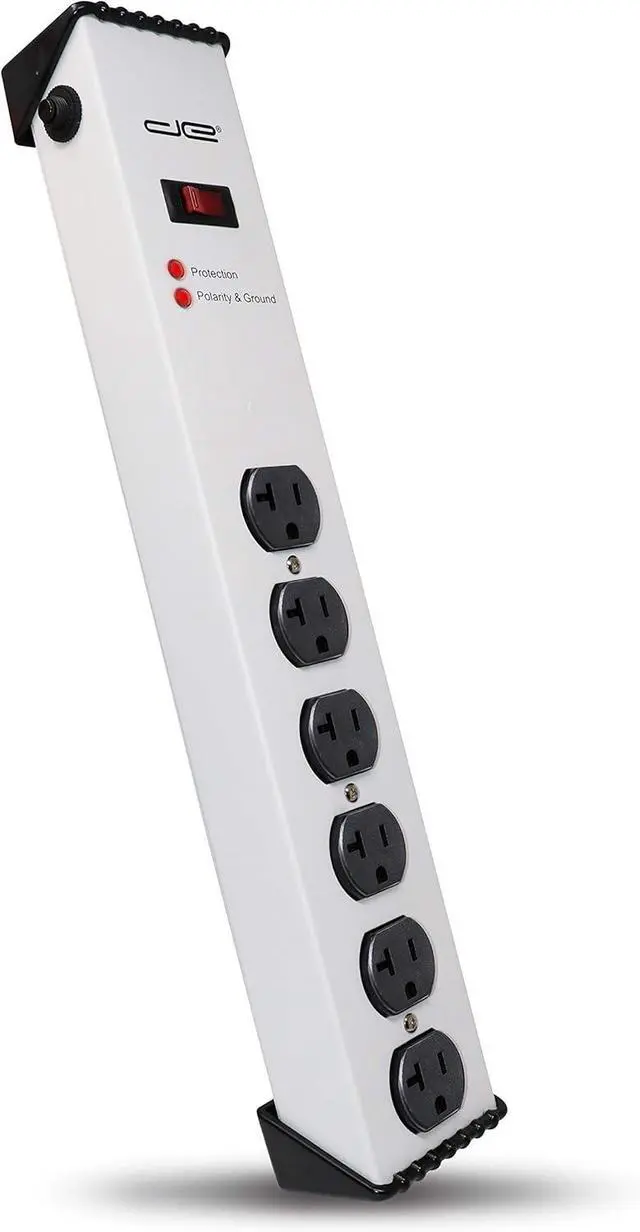 Alt view image 2 of 7 - Digital Energy 20 Amp 6-20/T- Slot Plug | 15-Ft Cord - 900 Joule Surge Protector | 6-Outlet, Heavy Duty Steel Body Power Strip