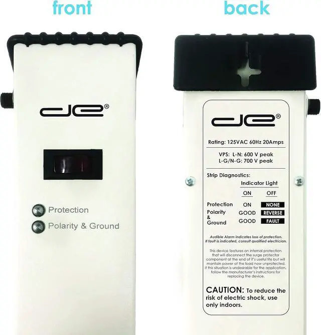 Alt view image 5 of 7 - Digital Energy 20 Amp 6-20/T- Slot Plug | 15-Ft Cord - 900 Joule Surge Protector | 6-Outlet, Heavy Duty Steel Body Power Strip