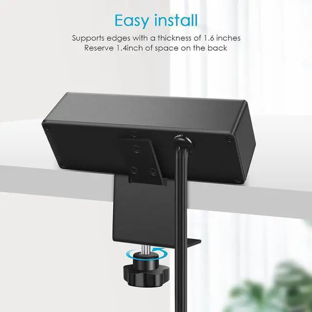 Alt view image 6 of 7 - CCCEI Desk Clamp Power Strip with PD 3.0 Fast Charging USB C Port, on Desktop Mount Widely Spaced Outlet 6 FT Flat Plug, Fit 1.6 inch Tabletop Edge Thick, 125V 12A 1500W (Black)