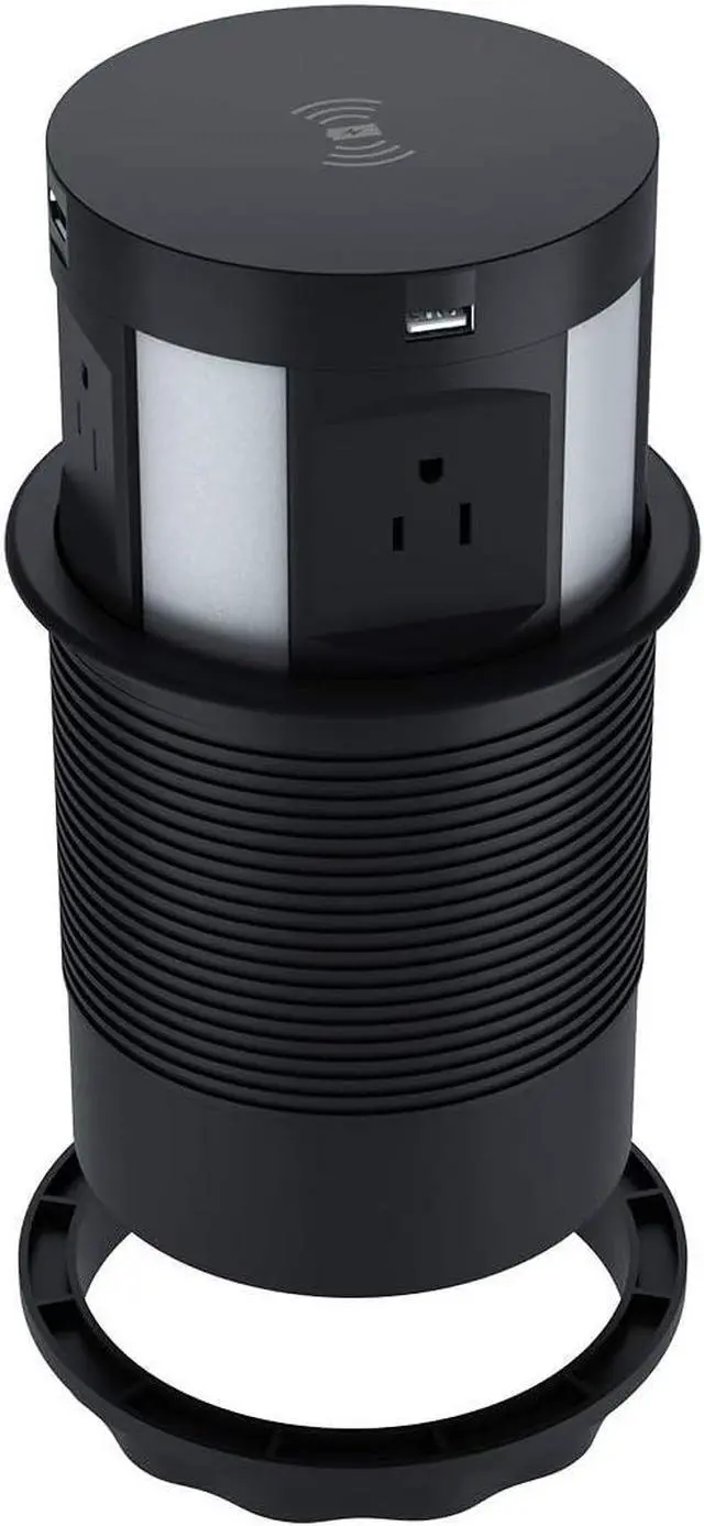 Alt view image 6 of 7 - Automatic Pop Up Outlet Surge Protector Retractable Hidden Recessed Power Strip Power Socket with Wireless Charger USB Charging Station, 4US Plug+2USB+1RJ45 Port+1HDMI Port for Ofiice Conference