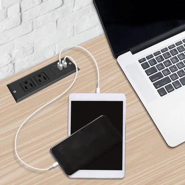 Alt view image 6 of 6 - Recessed Power Strip with USB C 20W PD Fast Charge Extension Cord with Multiple Outlets Type C Desk Mountable Power Station for Home Office Dorm Essentials (Black)