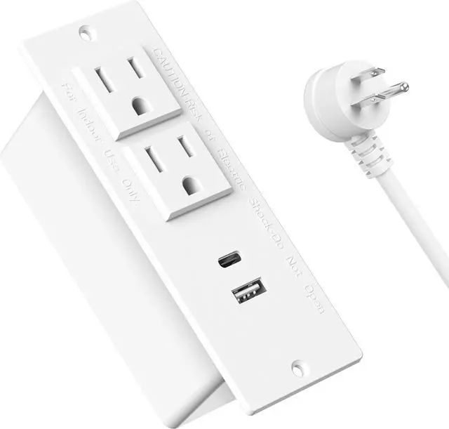 Main image of Conference Recessed Power Strip USB C PD 20W Fast Charging,Furniture Recessed Outlet,2 Outlets,2 USB Ports Table Power Strip,Flush Mount Power Strip for Side Table,6ft Cord,Flat Plug