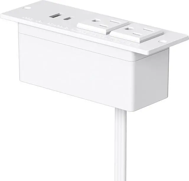 Alt view image 5 of 7 - Conference Recessed Power Strip USB C PD 20W Fast Charging,Furniture Recessed Outlet,2 Outlets,2 USB Ports Table Power Strip,Flush Mount Power Strip for Side Table,6ft Cord,Flat Plug