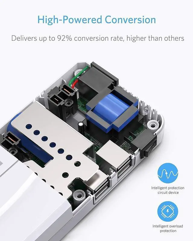 Alt view image 7 of 7 - BESTEK Universal Travel Adapter 100-220V to 110V Voltage Converter 250W with 6A 4-Port USB Charging 3 AC Sockets and EU/UK/AU/US/India Worldwide Plug Adapter (White)