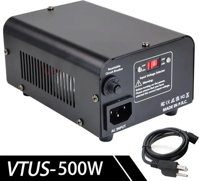 Alt view image 7 of 7 - Yinleader 500W Voltage Transformer Power Converter(110V to 220V, 220V to 110V) Step Up/Down Converter 110/120 Volt - 220/240 Volt w/US Power Cord [300W Continuous Power]