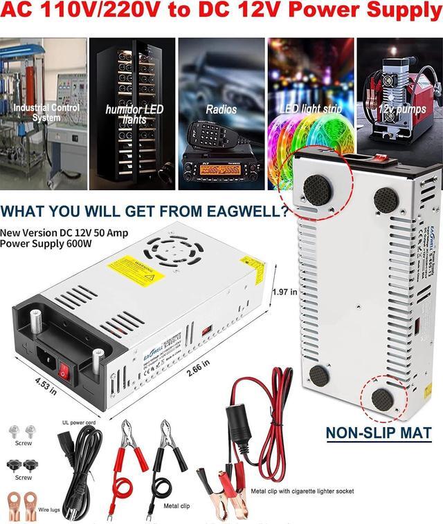Alt view image 7 of 7 - AC to DC Converter 12V Power Supply,Universal SMPS 120V AC to 12V 50A 600W DC Converter Power Supply Transformer Driver Adapter for RV,Pump,LED Strip, LCD Monitor