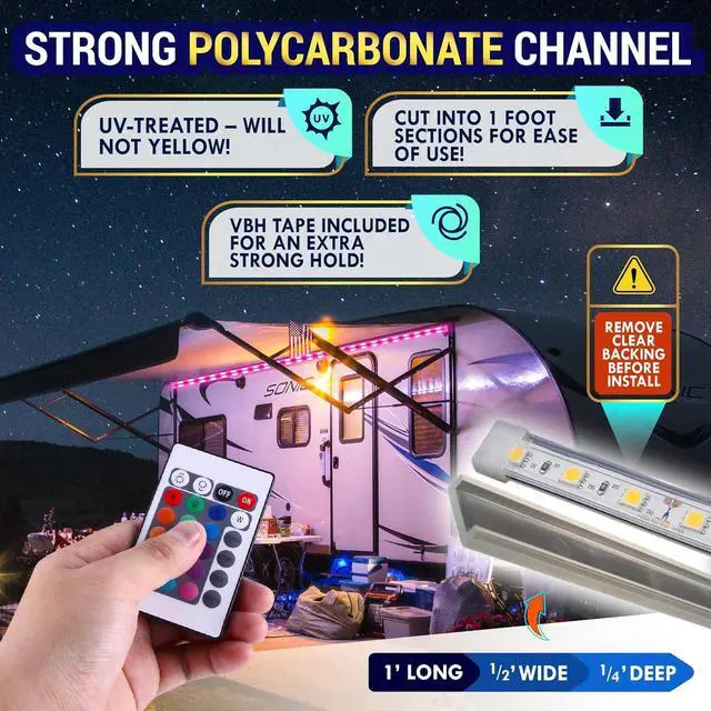 Alt view image 3 of 6 - LATCH.IT RV Awning Lights 12V | 20 V2.1 DIY Kit LED Awning Lights for RV & Campers | IP68 Water-resistant RV LED lights exterior | The Original & Most Complete Camper Awning Lights Kit in The Market!