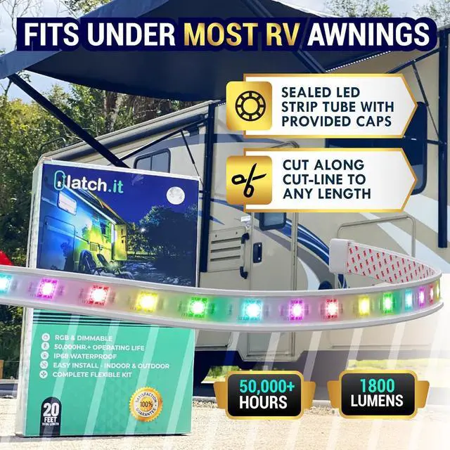 Alt view image 6 of 6 - LATCH.IT RV Awning Lights 12V | 20 V2.1 DIY Kit LED Awning Lights for RV & Campers | IP68 Water-resistant RV LED lights exterior | The Original & Most Complete Camper Awning Lights Kit in The Market!