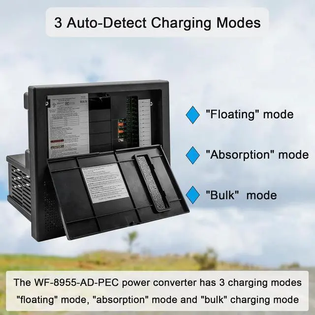 Alt view image 4 of 7 - WF-8955-AD-PEC Power Center, WF8955pec 8900 Power Converter Battery Chargers for rv,Camper, rv Lithium Converter Charger,ac/dc Distribution Panel 30 amp,Camper Power Converter 55 amp