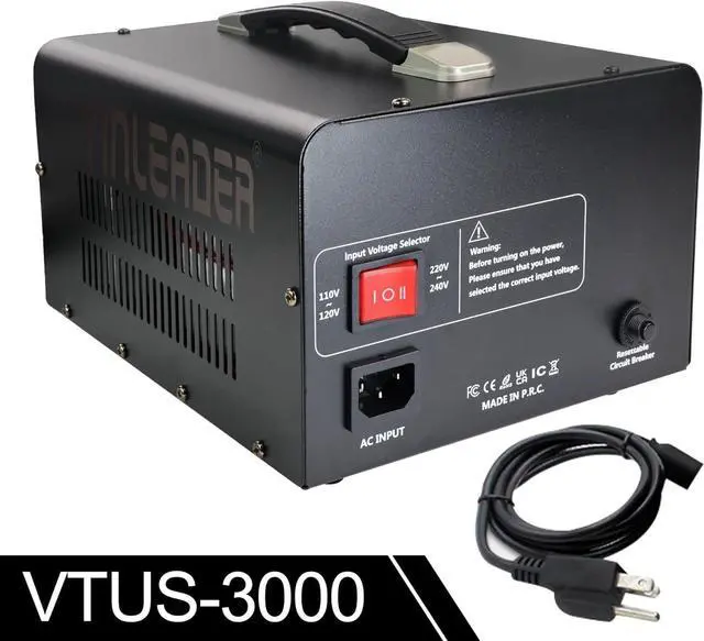 Alt view image 2 of 7 - Yinleader Voltage Converter Transformer(110V to 220V, 220V to 110V) Step Up/Down Transformer Converter 110/120 Volt - 220/240 Volt w/US Power Cord,Circuit Breaker Protection (VTUS-3000-6S)