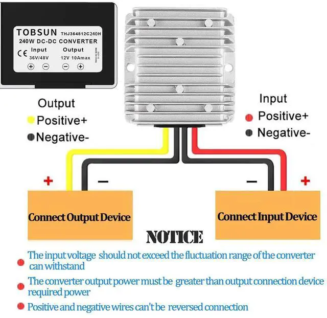 Alt view image 5 of 7 - SUPERNIGHT 48V 36V to 12V Voltage Converter 240W 20A Regulator Step Down to 12V DC- DC Convert Reducer with Fuse Waterproof Power Supply Transformer Module for Golf Cart Scooters