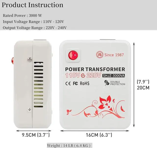 Alt view image 2 of 7 - SUNSHUN 3000W Step Up Voltage Converter Transformer 110V to 220V Step Up Transformer 120v to 240v Household with Temperature Protection for European Asian Appliances in The USA