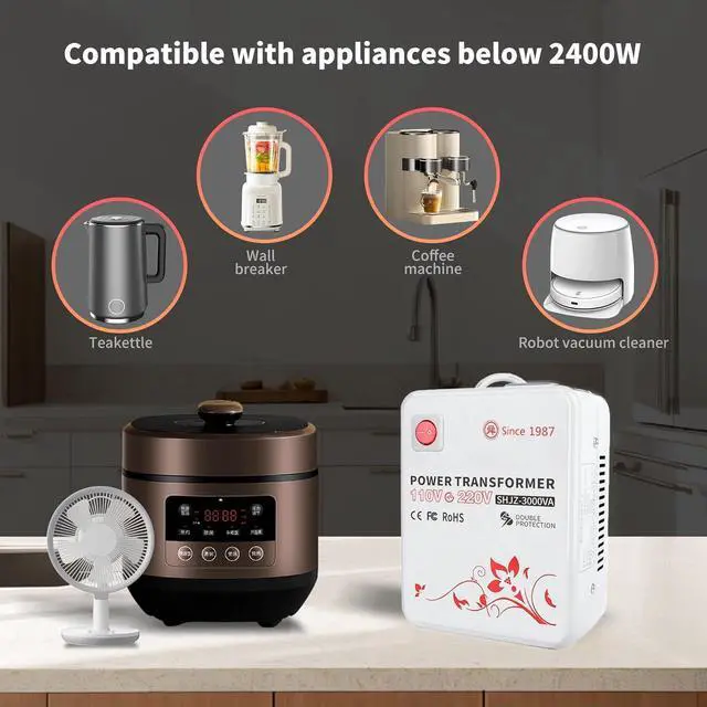 Alt view image 5 of 7 - SUNSHUN 3000W Step Up Voltage Converter Transformer 110V to 220V Step Up Transformer 120v to 240v Household with Temperature Protection for European Asian Appliances in The USA