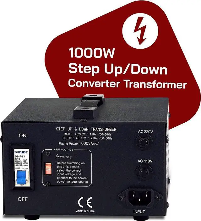 Alt view image 3 of 6 - LT Series 1000 Watt Voltage Converter Transformer Step Up/Down - 110v to 220v / 220v to 110v Power Converter - Fully Grounded Cord - Universal Socket, CE Certified
